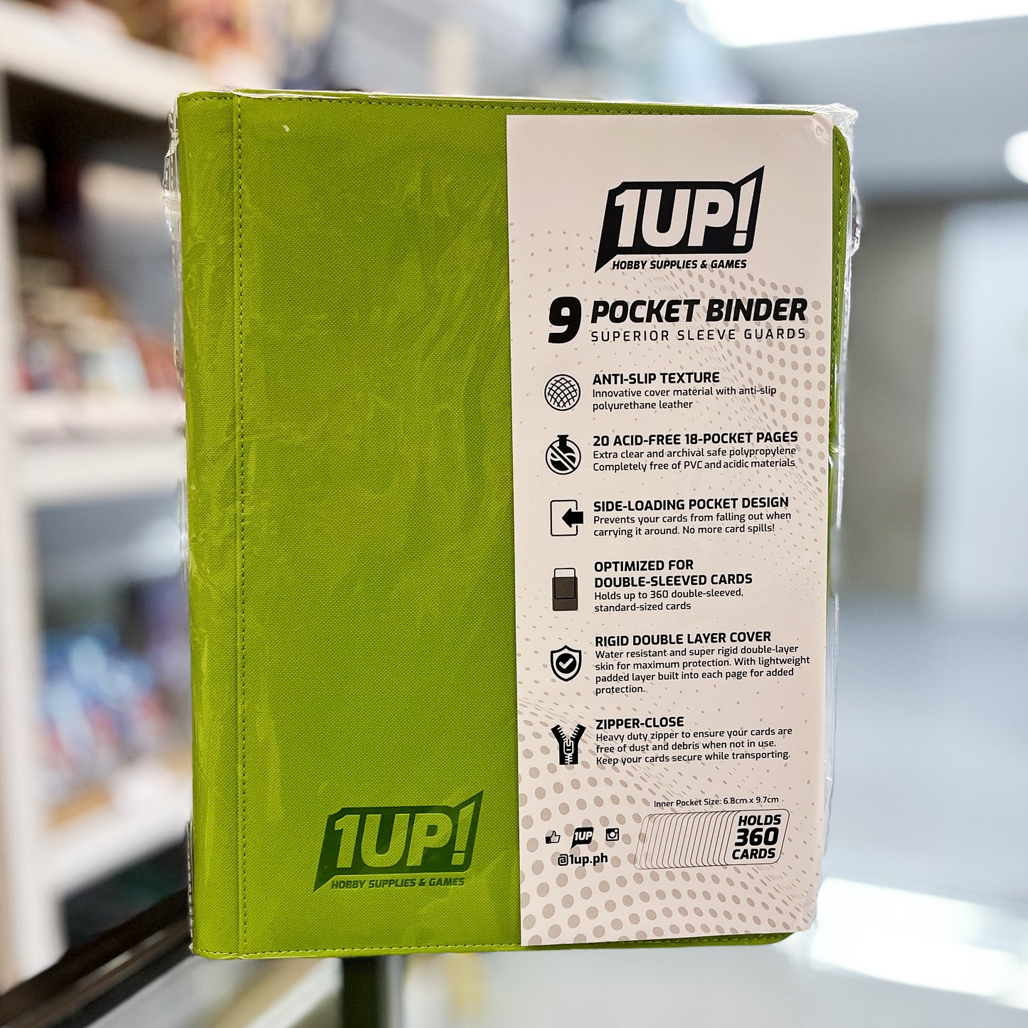 1UP 9-Pocket Zipper Binder - Apple Green