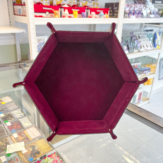 Hexagon Dice Tray Folding Dark Rose Red