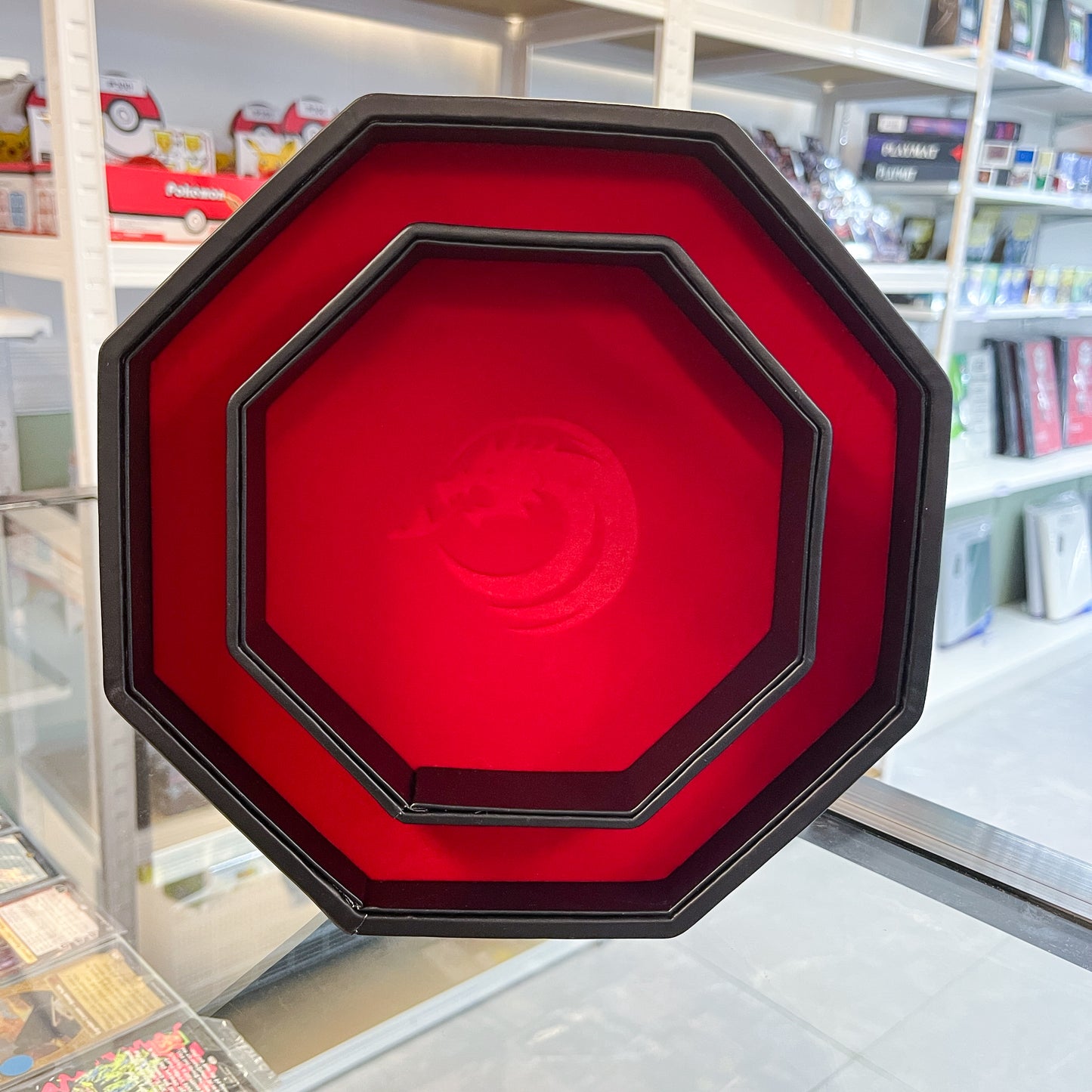 Leather Octagon Dice Rolling Tray and Box Storage Red