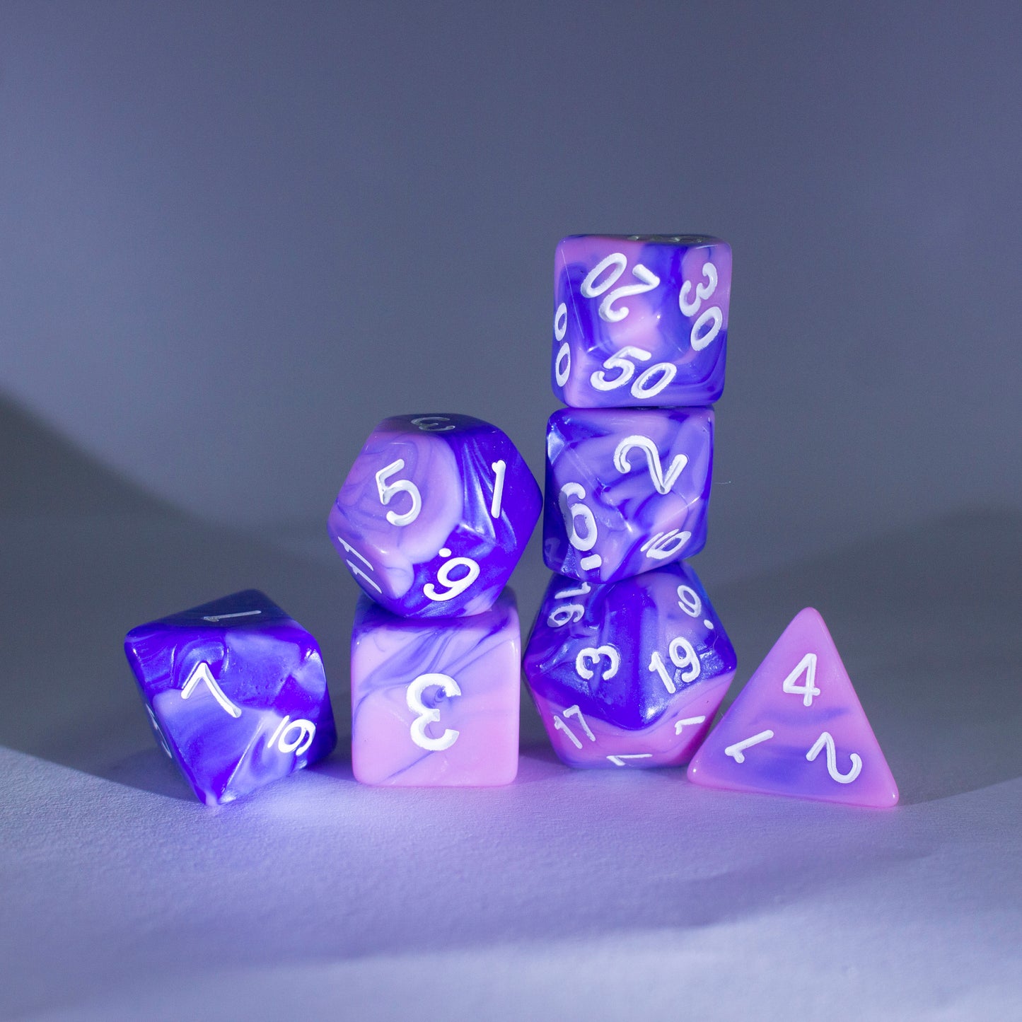 Dice Set Blue & Pink with White Number