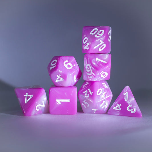 Dice Set Pink & White with White Number