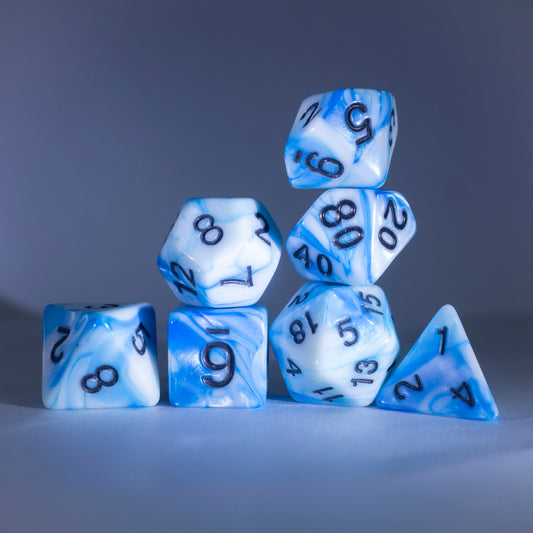 Dice Set Blue & White with Black Number