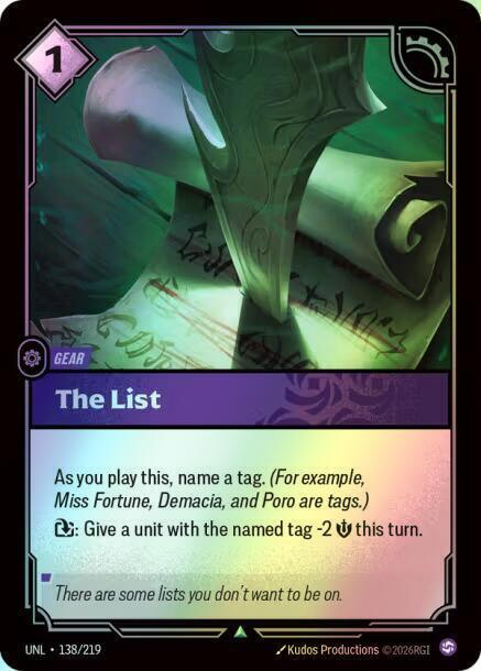The List (UNL) #138 [EN/F]