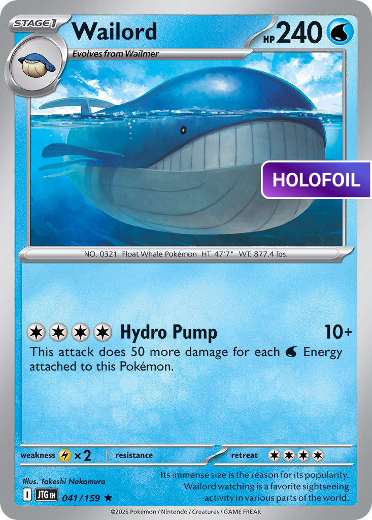 Wailord - 041/159 (JTG) #041 [EN/H] s/o