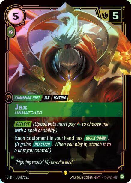 Jax - Unmatched (Alternate Art) (SFD) #054a [EN/F] s/o