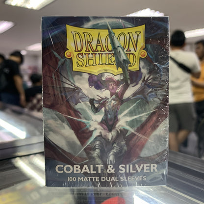 Dragon Shield Dual Matte Standard Sleeves - Cobalt and Silver (100-Pack)