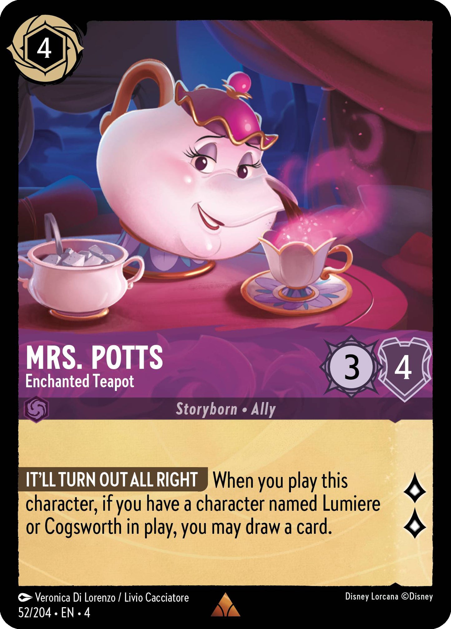 Mrs. Potts, Enchanted Teapot (4) #52 [EN/N] s/o