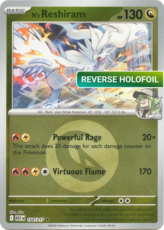 N's Reshiram (Energy Symbol Pattern) (ASC) #154_V3 [EN/R] s/o