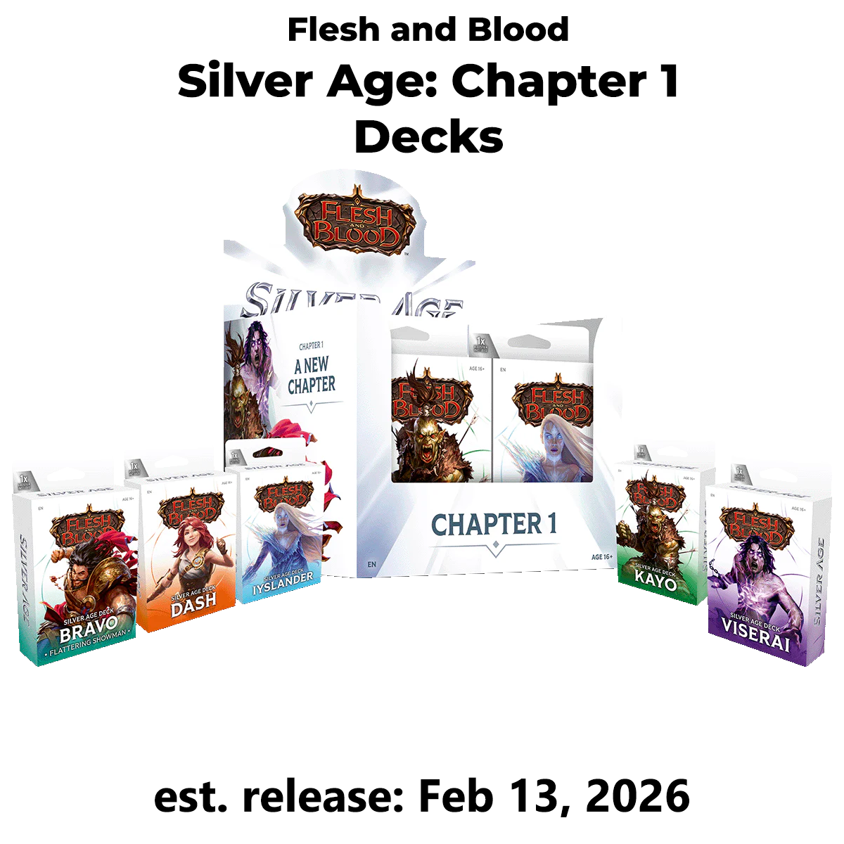 [PRE-ORDER] Flesh and Blood - Silver Age Chapter 1 Decks: Kayo, Iyslander, Viserai, Dash, Bravo