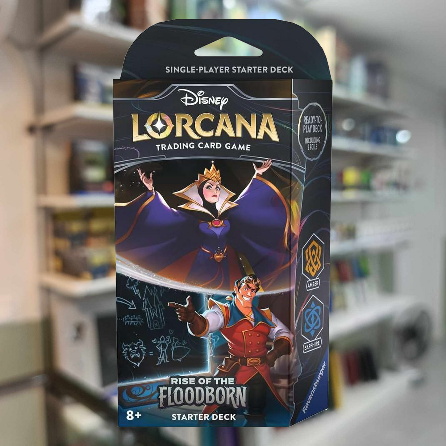 Lorcana Set 2 Rise of the Floodborn Starter Deck: Amber and Sapphire The Queen and Gaston